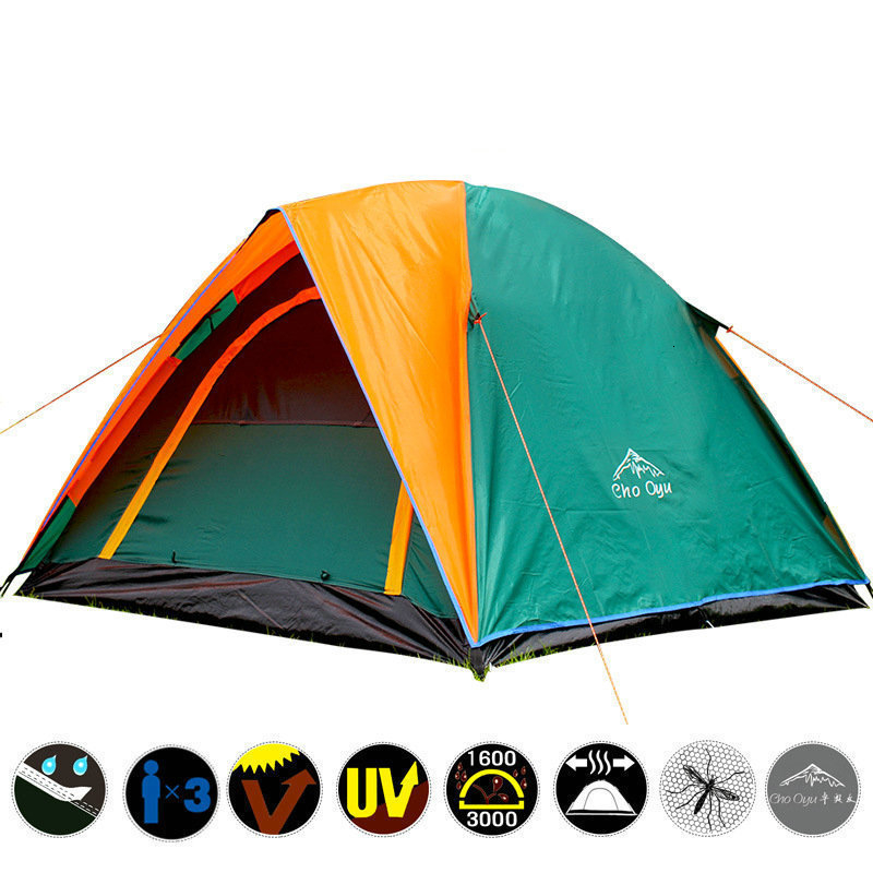 Cheap Goat Tents Waterproof Camping Hiking Fishing Tent Separated Dual Layer Travel Tent 4 Season Anti UV Beach Tent for 3 4 Person Family Tents 